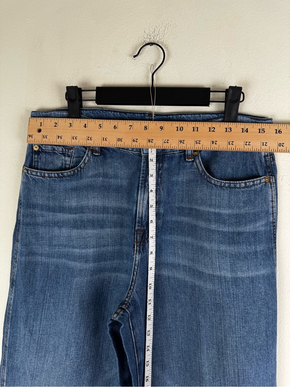 7 For All Mankind High Rise Wide Leg Trouser Jeans Medium Blue 30 - Picture 12 of 14